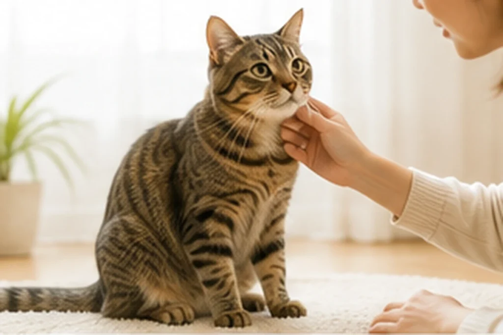 シニア猫の毎日の健康状態を確認する飼い主