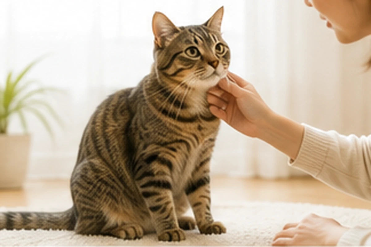 シニア猫の毎日の健康状態を確認する飼い主